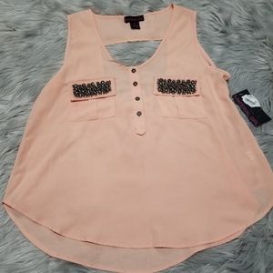 Material Girl peach sleevless blouse